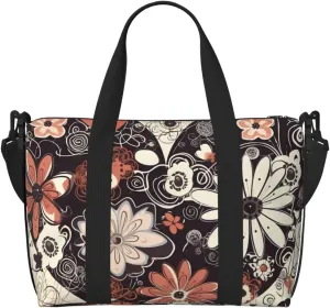Gym Bag Hearts of Flower Duffel Bag for Men Women Travel Overnight Bag with Shoe Compartment Workout Bags