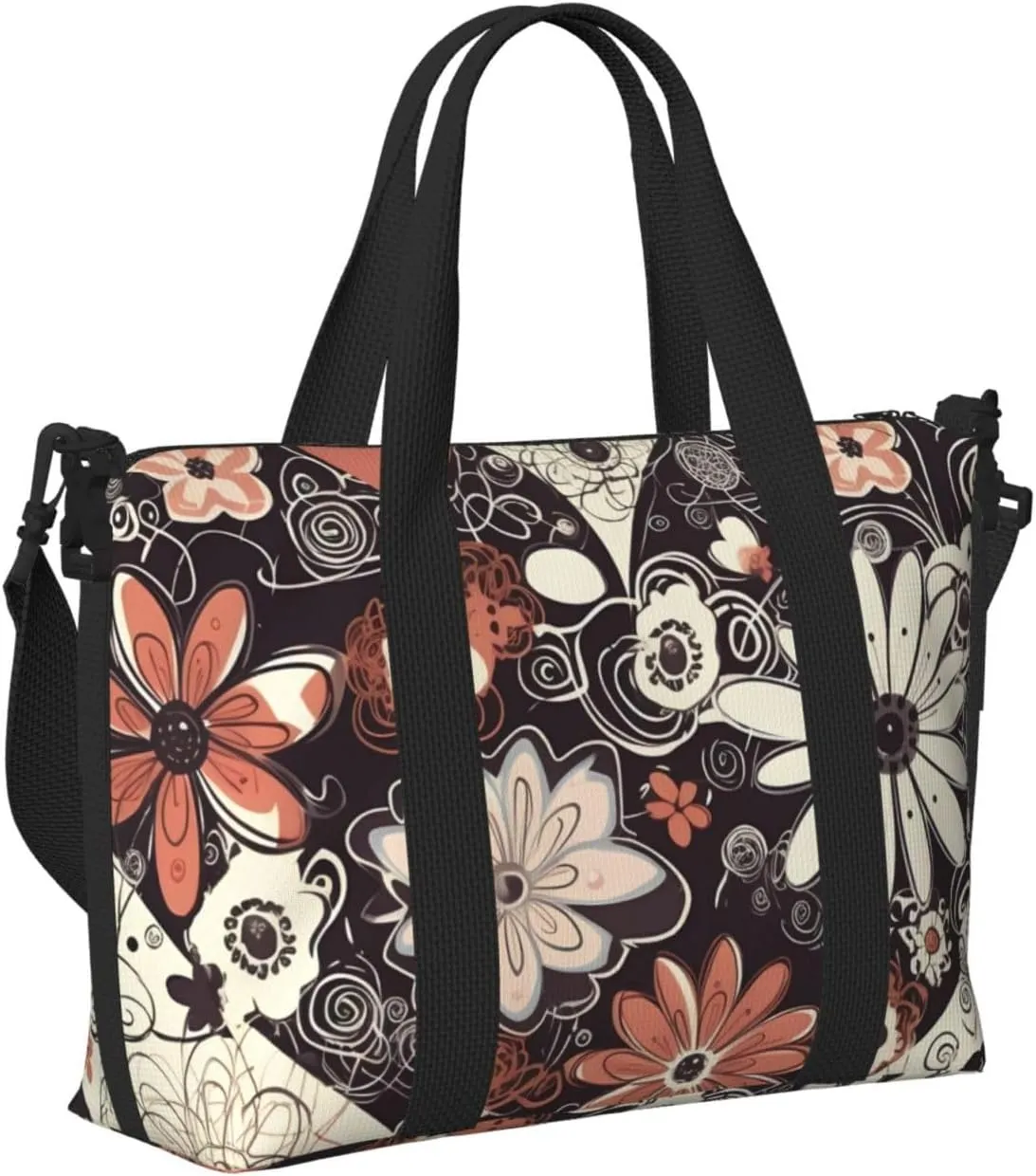 Gym Bag Hearts of Flower Duffel Bag for Men Women Travel Overnight Bag with Shoe Compartment Workout Bags