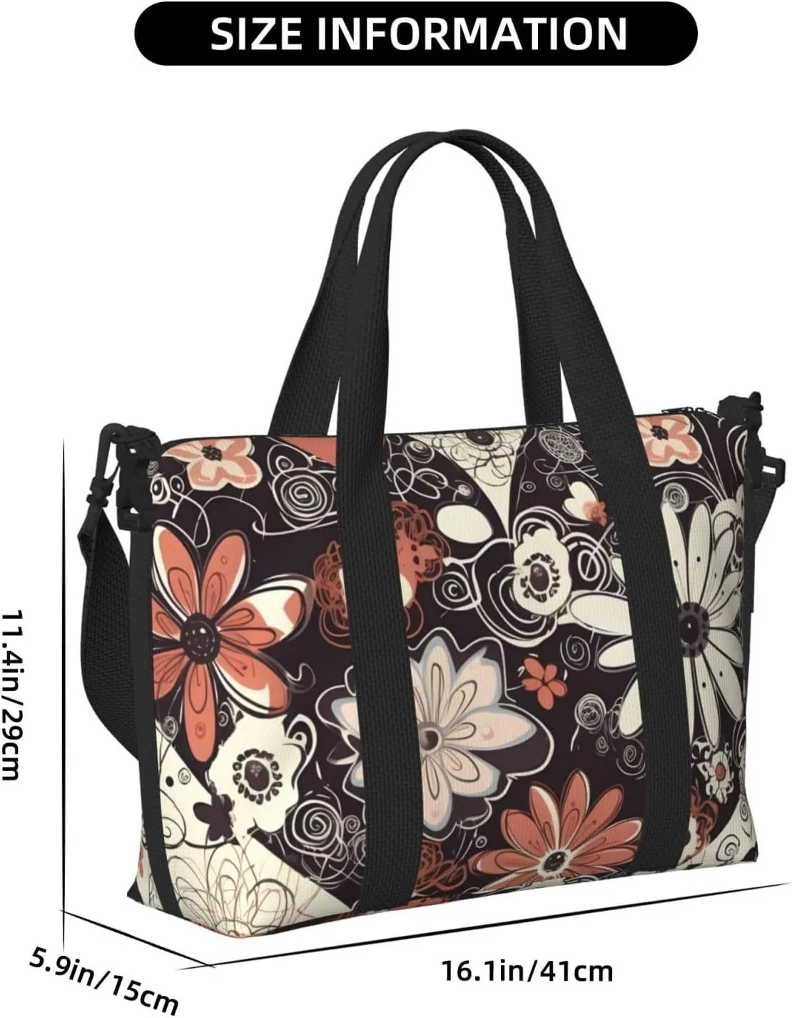 Gym Bag Hearts of Flower Duffel Bag for Men Women Travel Overnight Bag with Shoe Compartment Workout Bags
