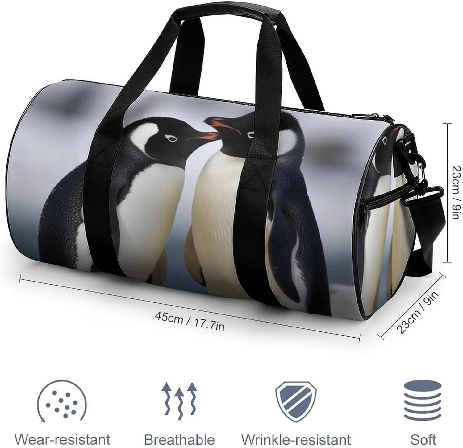Gym Bag I Love Penguins Duffel Bag for Men Women Overnight Bag with Shoe Compartment Workout Bags
