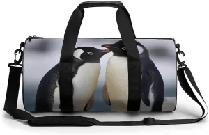 Gym Bag I Love Penguins Duffel Bag for Men Women Overnight Bag with Shoe Compartment Workout Bags
