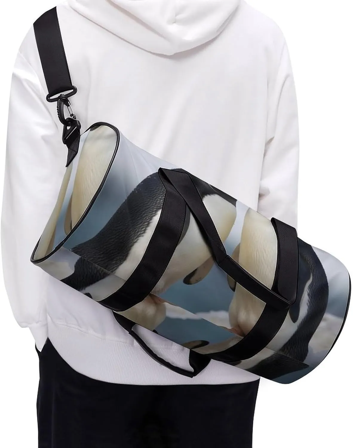 Gym Bag I Love Penguins Duffel Bag for Men Women Overnight Bag with Shoe Compartment Workout Bags