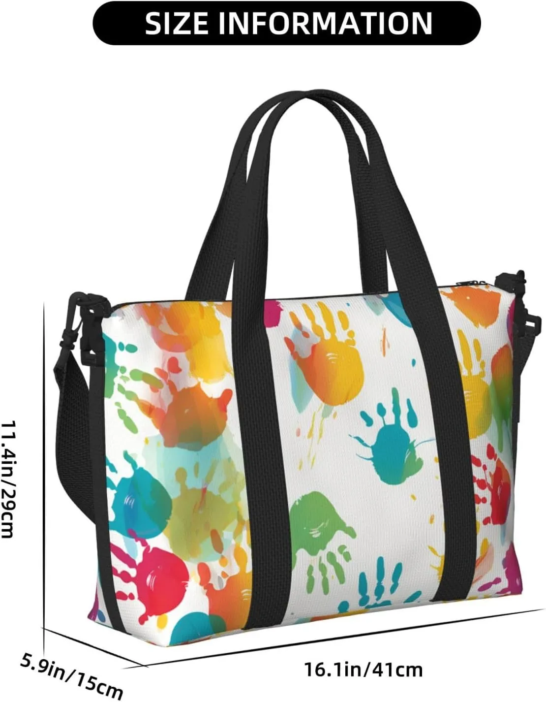 Gym Bag Kids Hand Print Duffel Bag for Men Women Travel Overnight Bag with Shoe Compartment Workout Bags