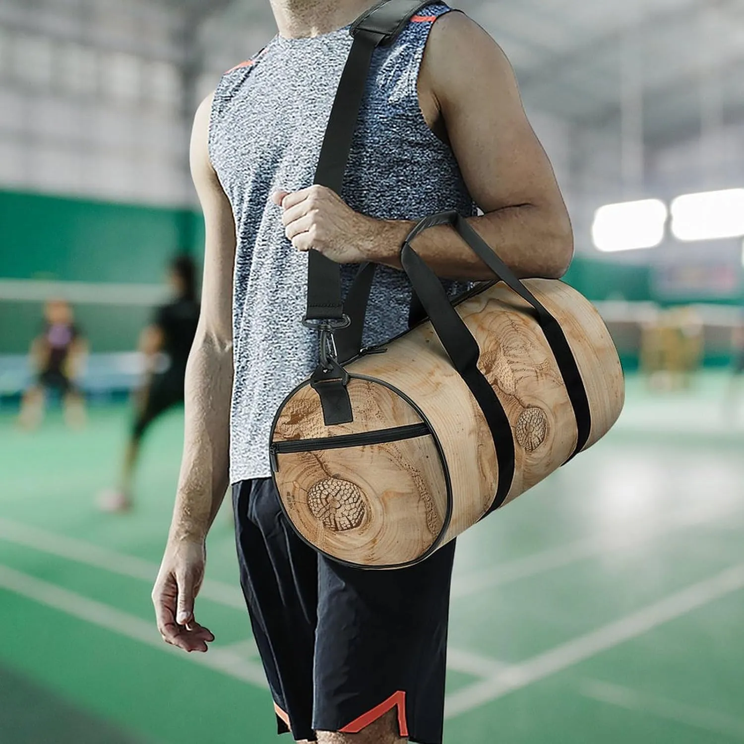 Gym Bag Large Circular Crack Duffel Bag for Men Women Overnight Bag with Shoe Compartment Workout Bags