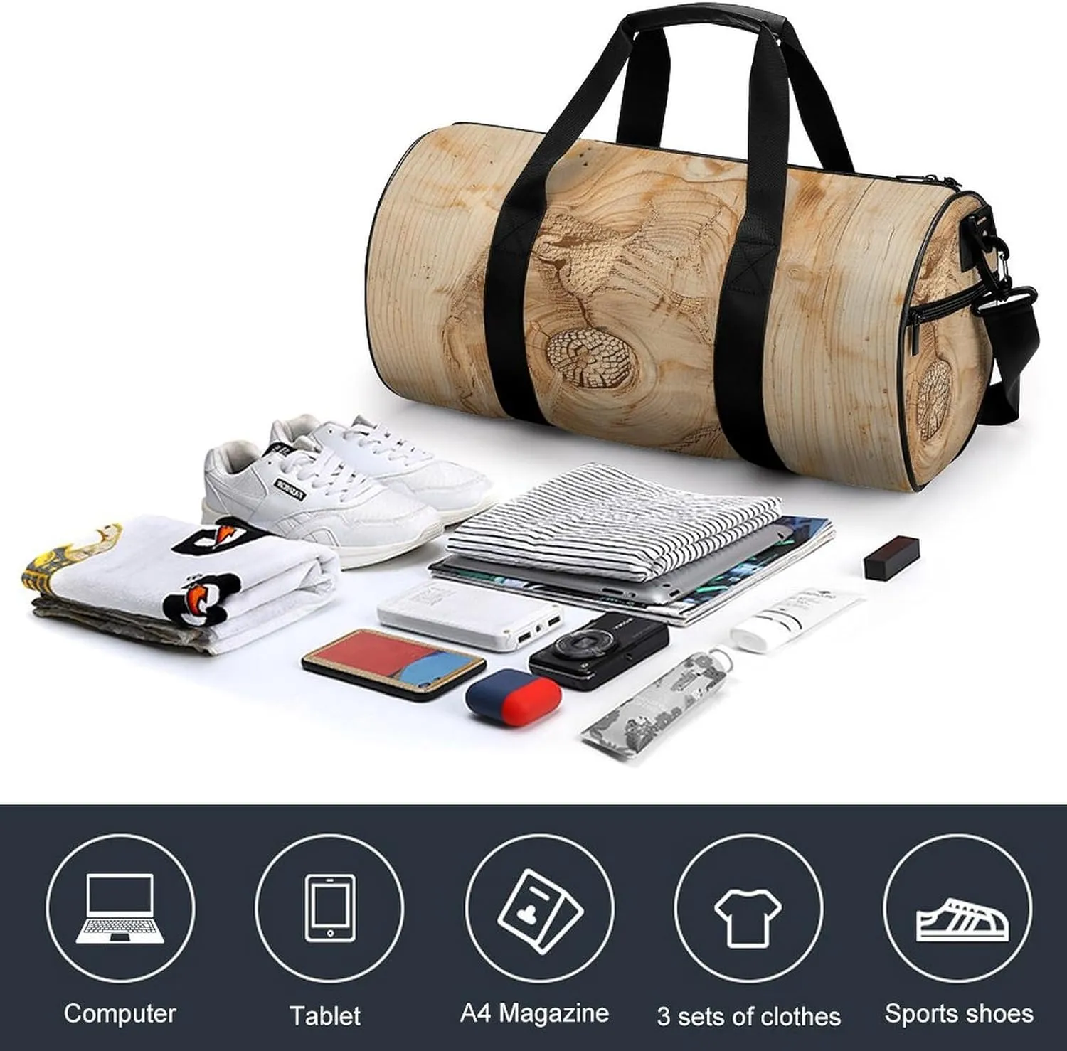Gym Bag Large Circular Crack Duffel Bag for Men Women Overnight Bag with Shoe Compartment Workout Bags