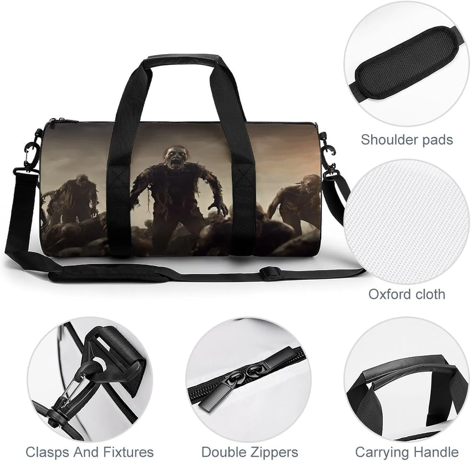 Gym Bag Many Zombie Duffel Bag for Men Women Overnight Bag with Shoe Compartment Workout Bags