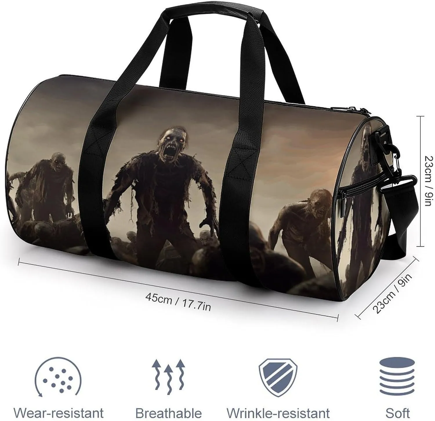 Gym Bag Many Zombie Duffel Bag for Men Women Overnight Bag with Shoe Compartment Workout Bags