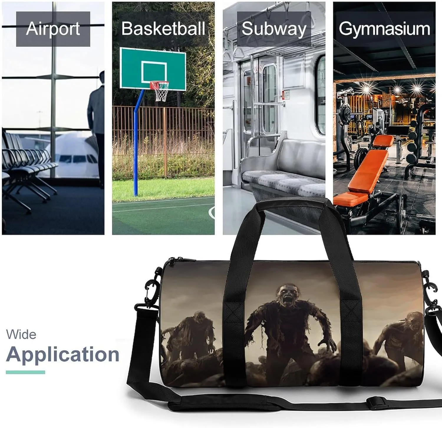 Gym Bag Many Zombie Duffel Bag for Men Women Overnight Bag with Shoe Compartment Workout Bags
