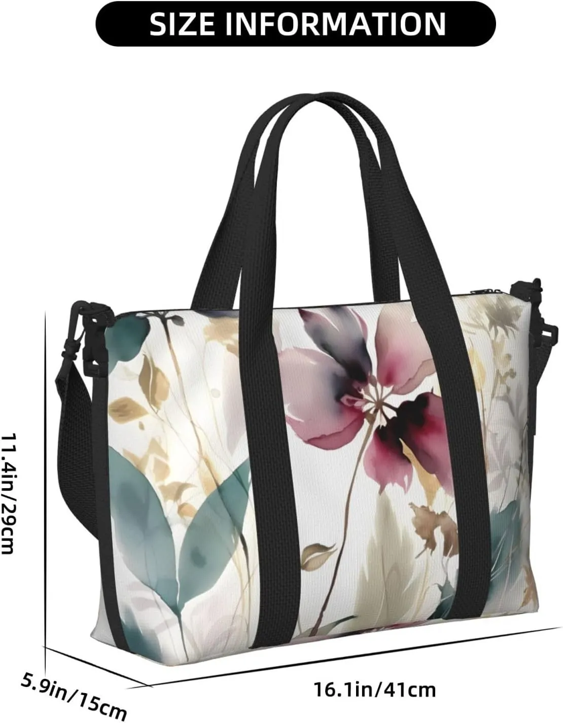 Gym Bag Modern Botanical Duffel Bag for Men Women Travel Overnight Bag with Shoe Compartment Workout Bags