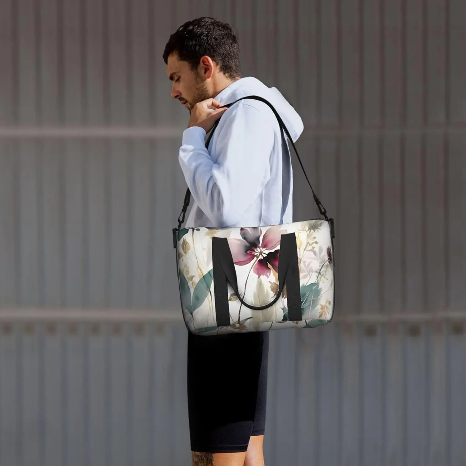Gym Bag Modern Botanical Duffel Bag for Men Women Travel Overnight Bag with Shoe Compartment Workout Bags