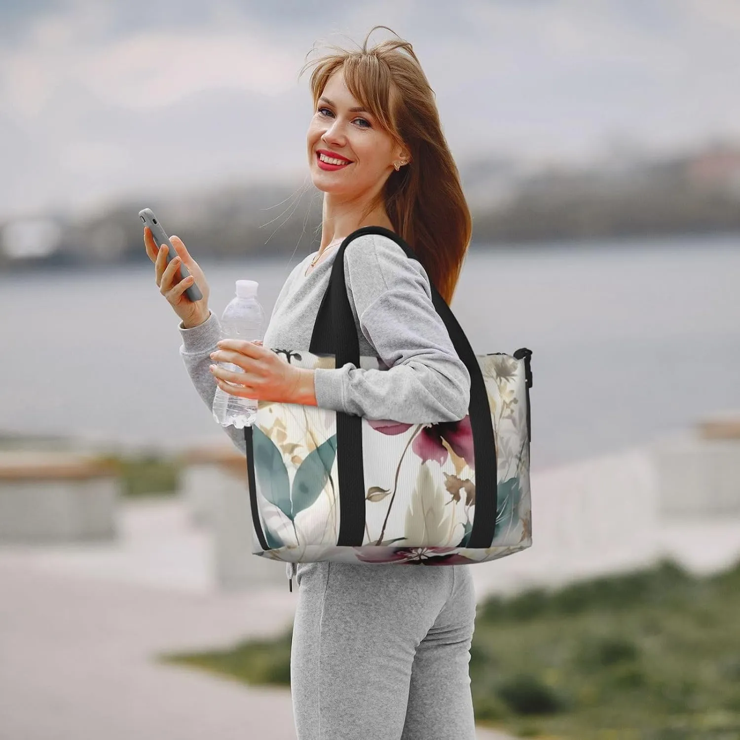 Gym Bag Modern Botanical Duffel Bag for Men Women Travel Overnight Bag with Shoe Compartment Workout Bags