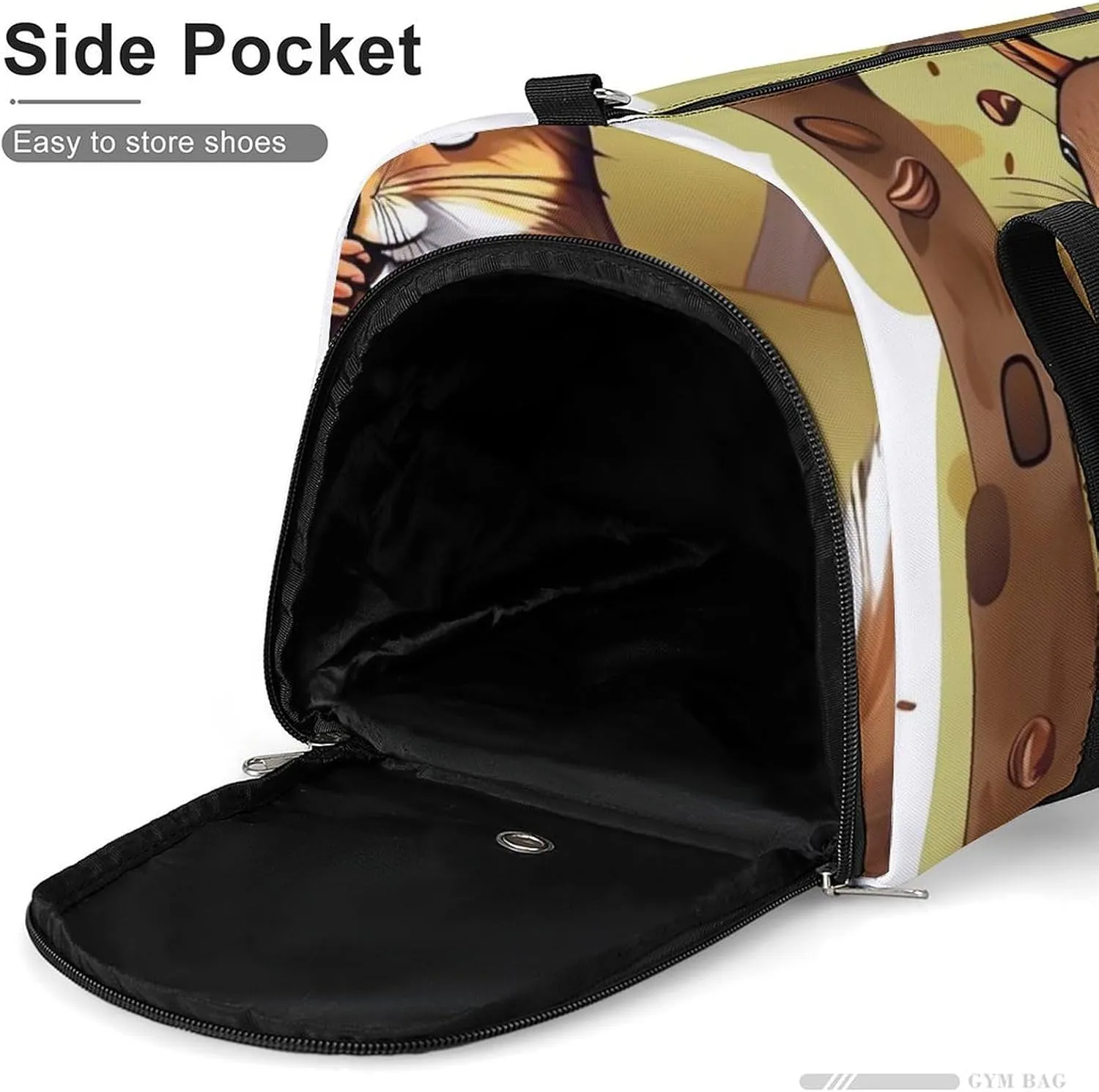 Gym Bag Nut Eating Animal Duffel Bag for Men Women Overnight Bag with Shoe Compartment Workout Bags