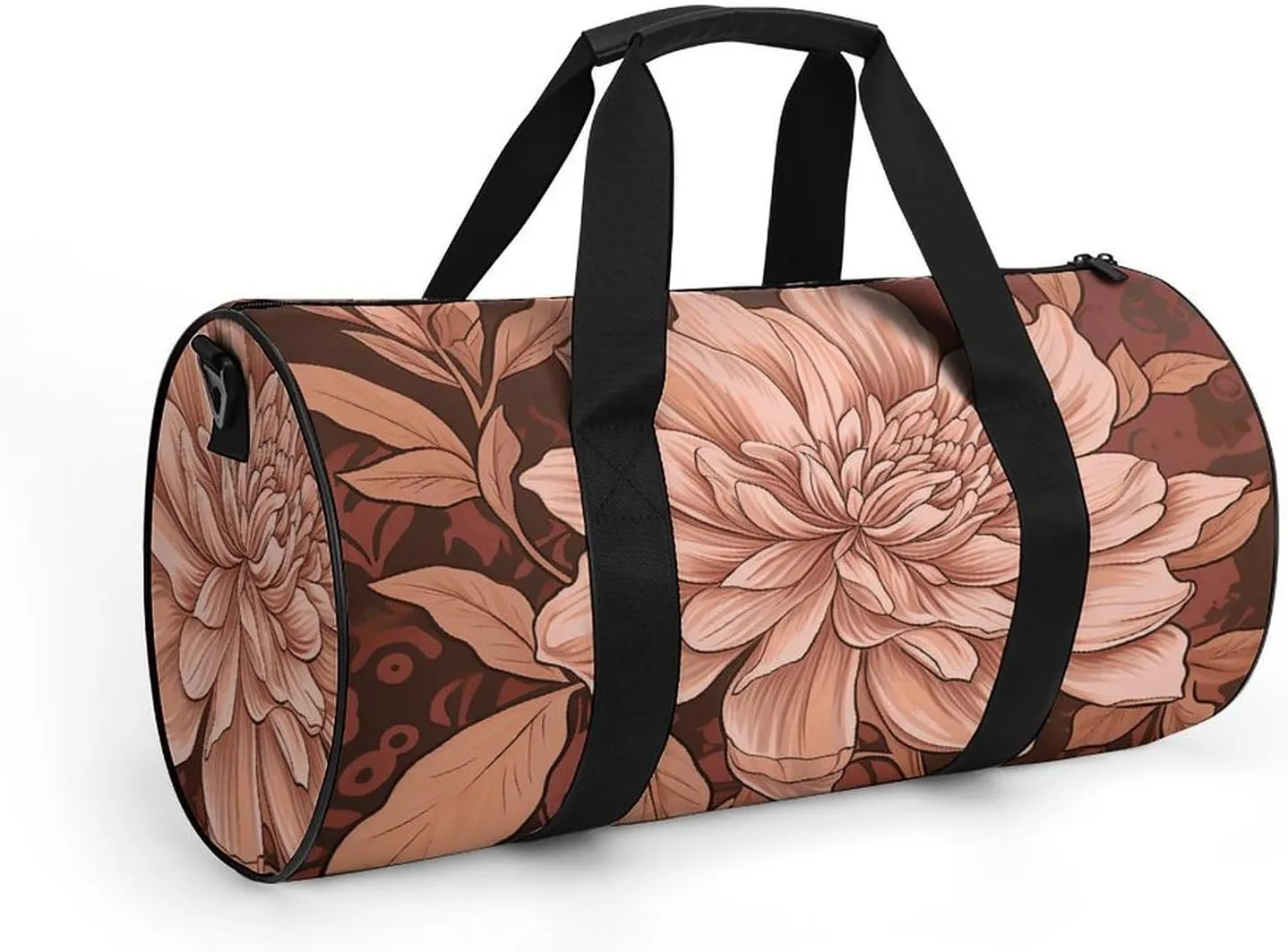 Gym Bag Peach And Brown Duffel Bag for Men Women Overnight Bag with Shoe Compartment Workout Bags