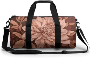 Gym Bag Peach And Brown Duffel Bag for Men Women Overnight Bag with Shoe Compartment Workout Bags