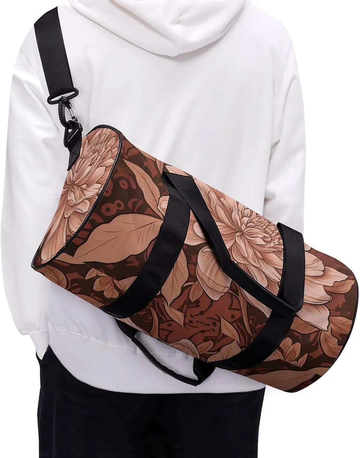 Gym Bag Peach And Brown Duffel Bag for Men Women Overnight Bag with Shoe Compartment Workout Bags