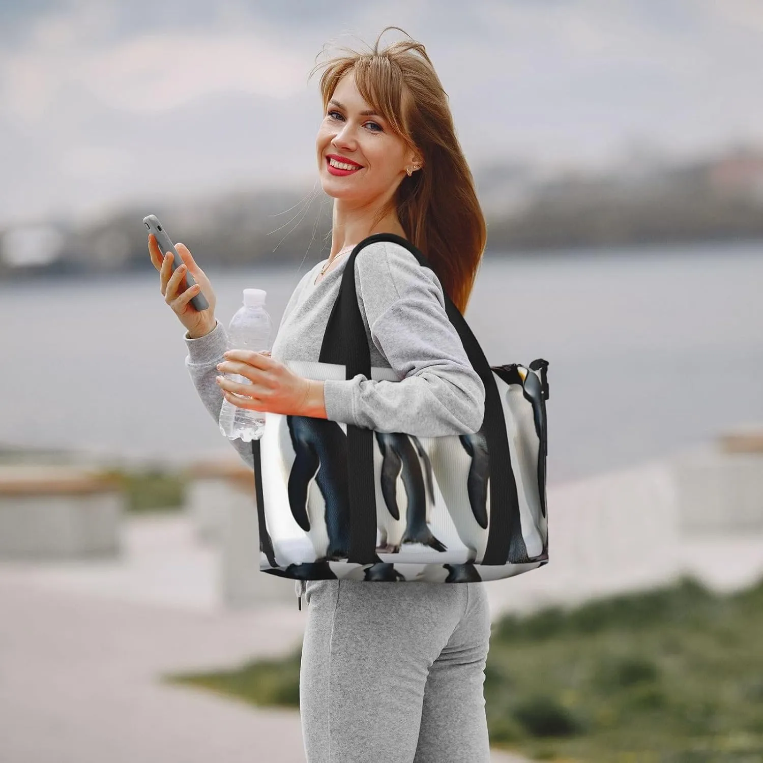 Gym Bag Penguins Duffel Bag for Men Women Travel Overnight Bag with Shoe Compartment Workout Bags