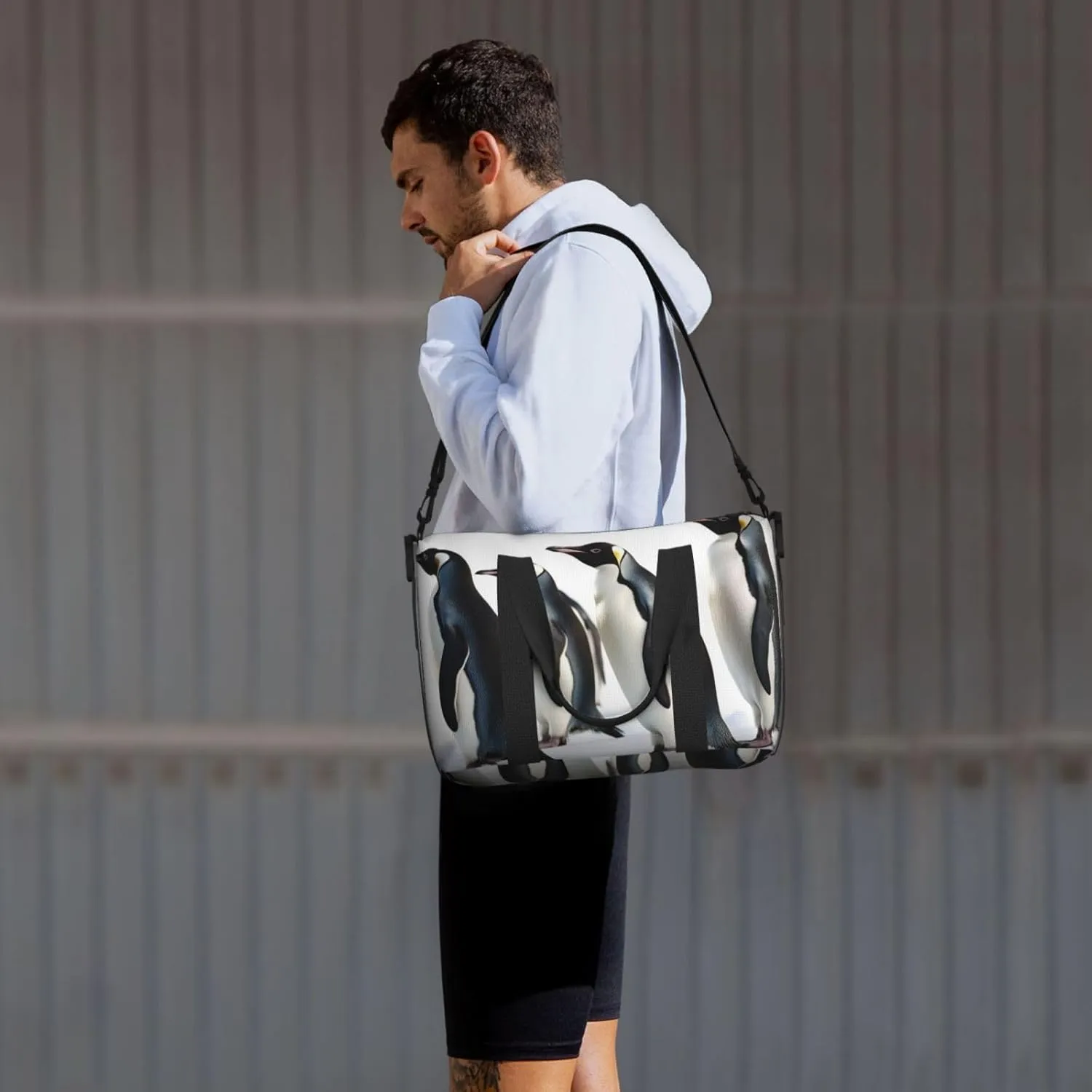 Gym Bag Penguins Duffel Bag for Men Women Travel Overnight Bag with Shoe Compartment Workout Bags