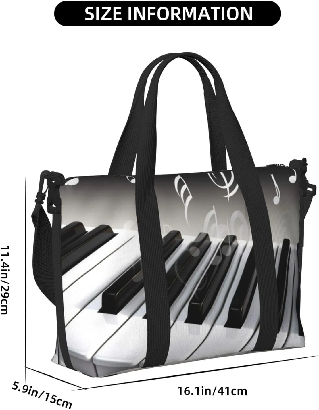 Gym Bag Piano Music Symbol Duffel Bag for Men Women Travel Overnight Bag with Shoe Compartment Workout Bags