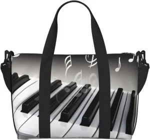 Gym Bag Piano Music Symbol Duffel Bag for Men Women Travel Overnight Bag with Shoe Compartment Workout Bags