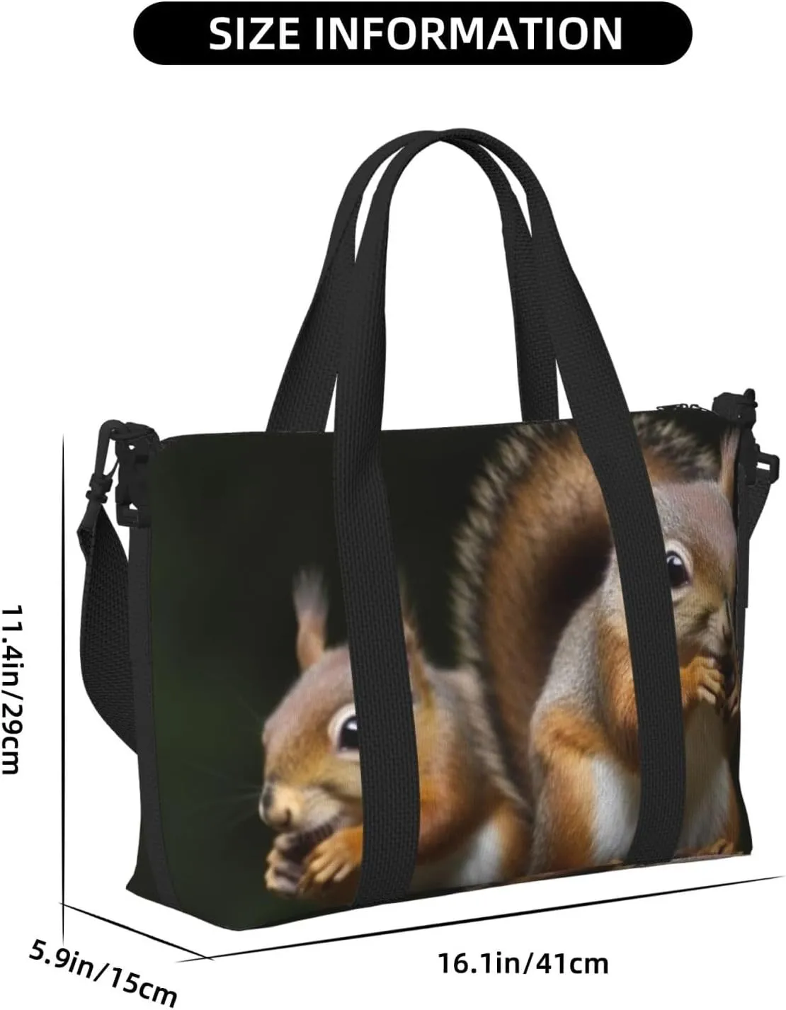 Gym Bag Squirrel Animal Duffel Bag for Men Women Travel Overnight Bag with Shoe Compartment Workout Bags
