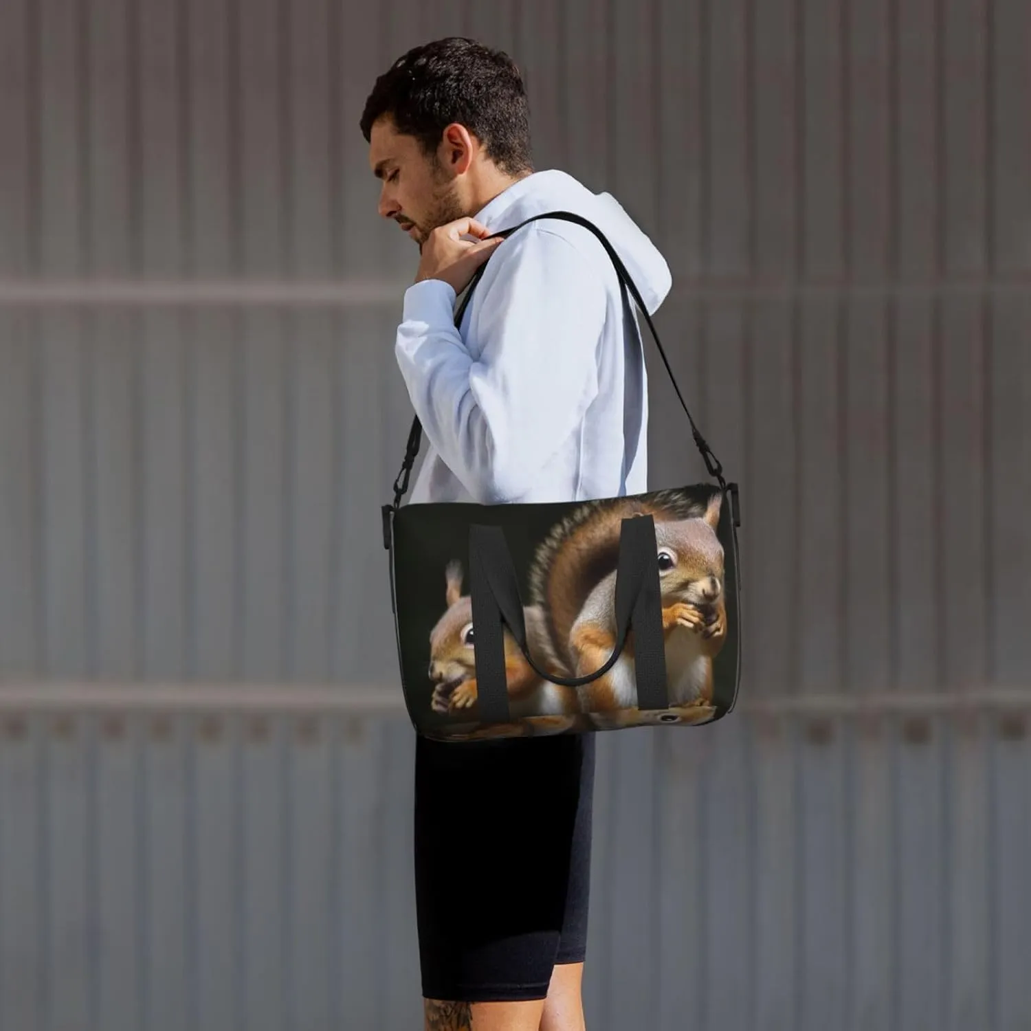 Gym Bag Squirrel Animal Duffel Bag for Men Women Travel Overnight Bag with Shoe Compartment Workout Bags