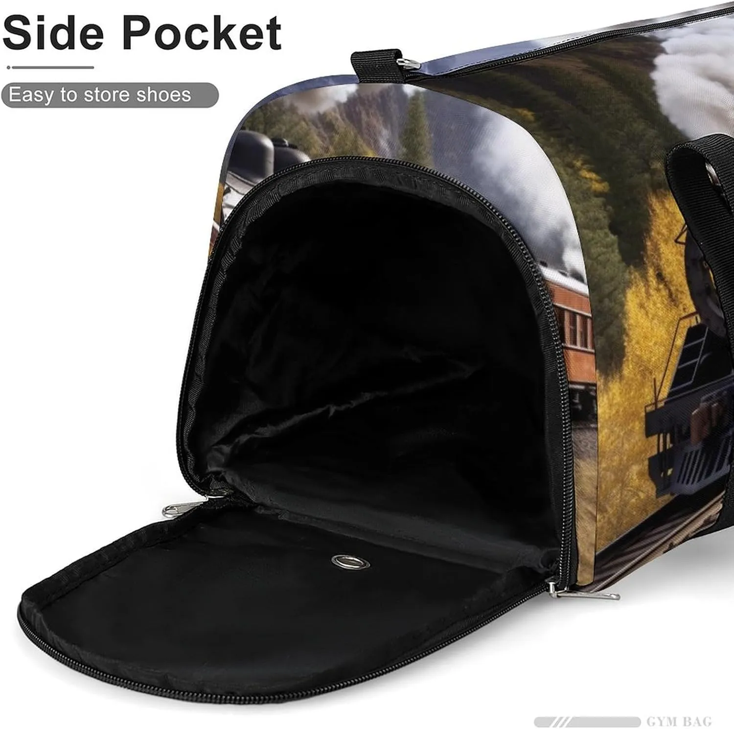 Gym Bag Steam Locomotive Train Duffel Bag for Men Women Overnight Bag with Shoe Compartment Workout Bags