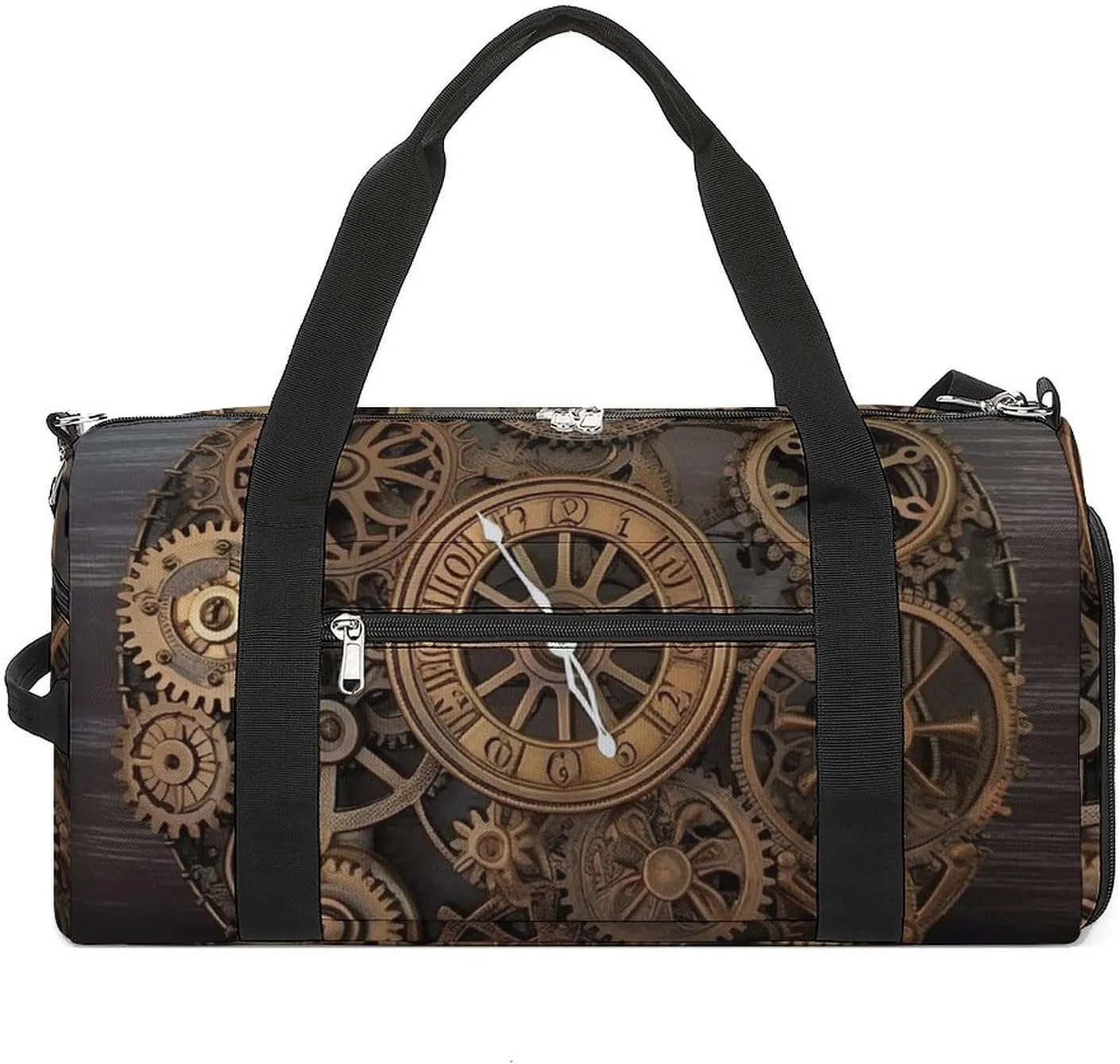 Gym Bag Steampunk Gears Clock Duffel Bag for Men Women Overnight Bag with Shoe Compartment Workout Bags