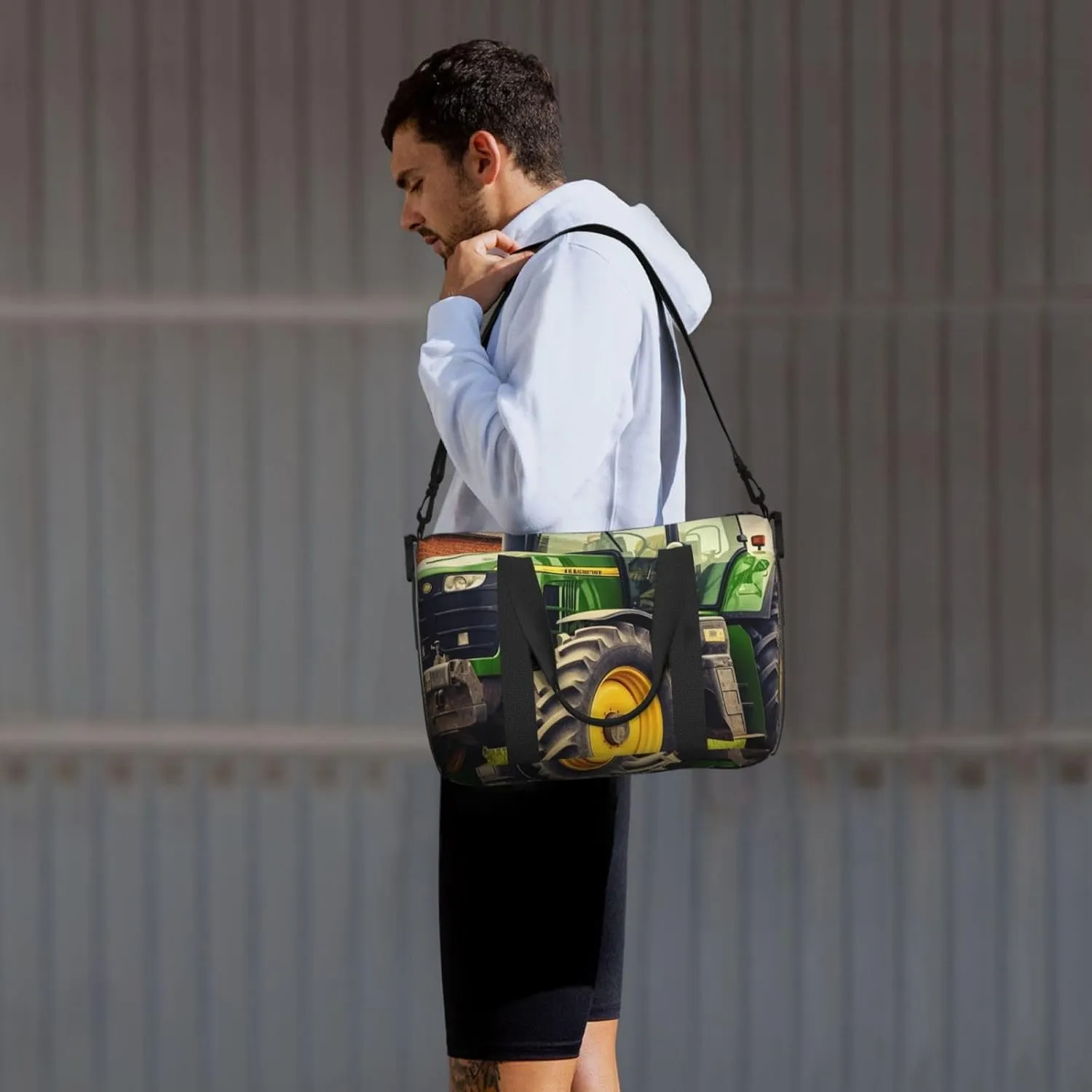 Gym Bag Tractor Theme Duffel Bag for Men Women Travel Overnight Bag with Shoe Compartment Workout Bags