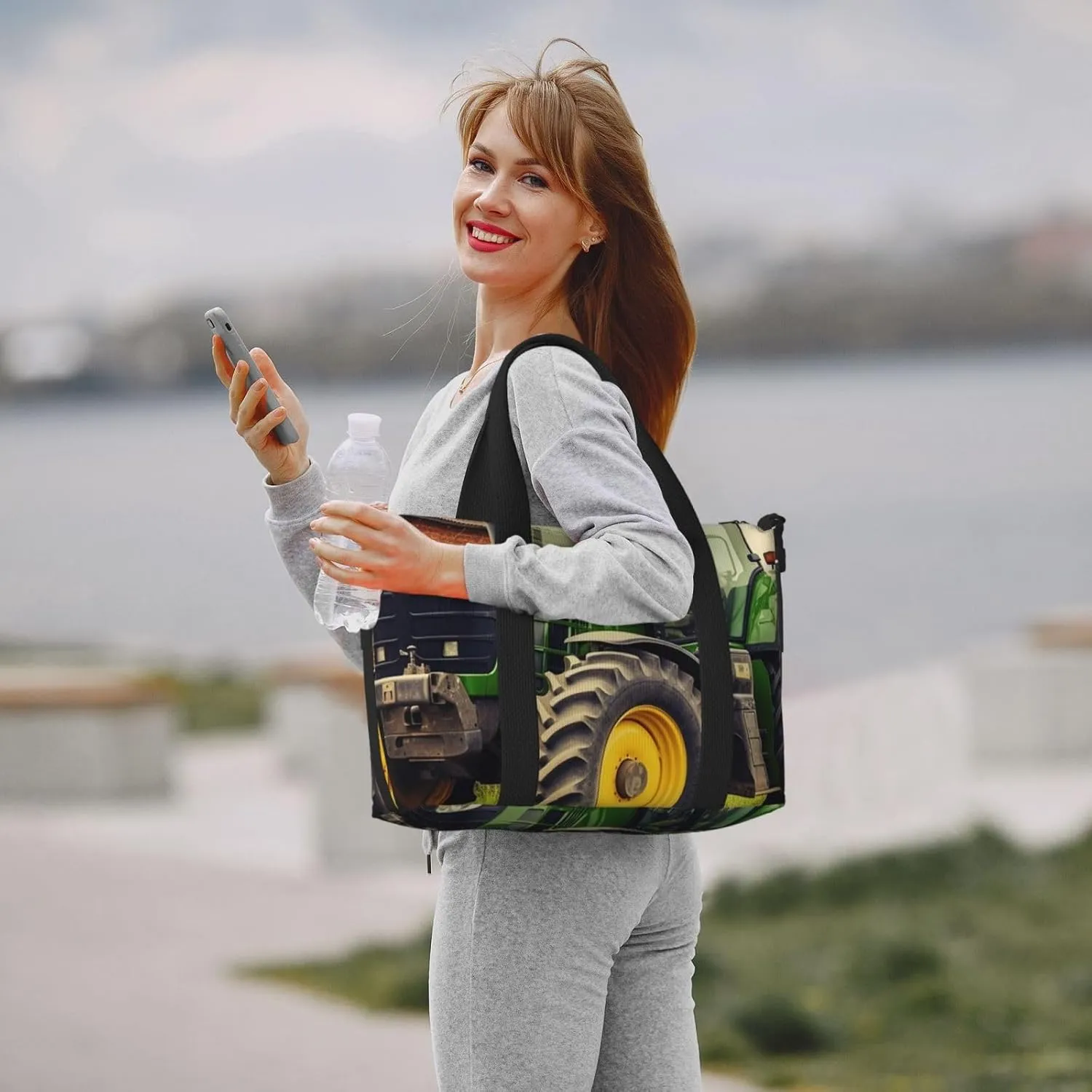 Gym Bag Tractor Theme Duffel Bag for Men Women Travel Overnight Bag with Shoe Compartment Workout Bags