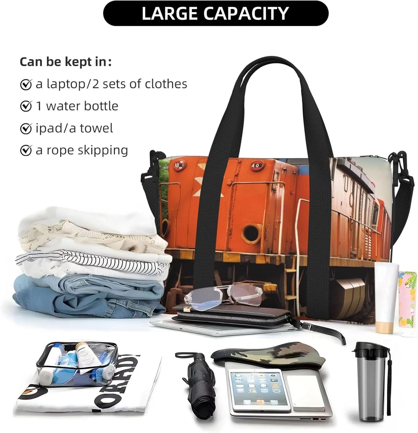Gym Bag Train Duffel Bag for Men Women Travel Overnight Bag with Shoe Compartment Workout Bags