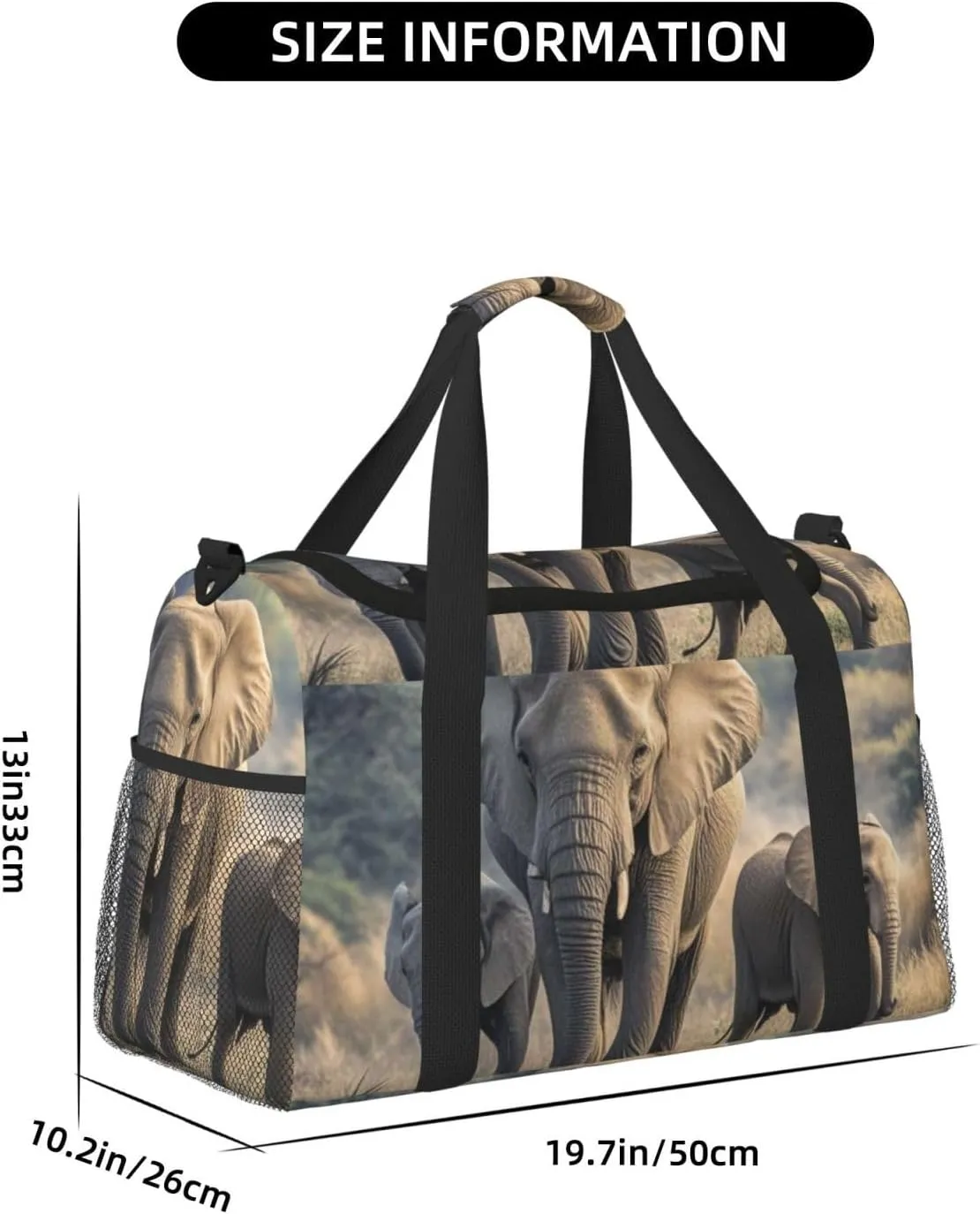 Gym Bag Walking elephants mother and baby Duffel Bag for Men Women Travel Overnight Bag with Shoe Compartment Workout Bags