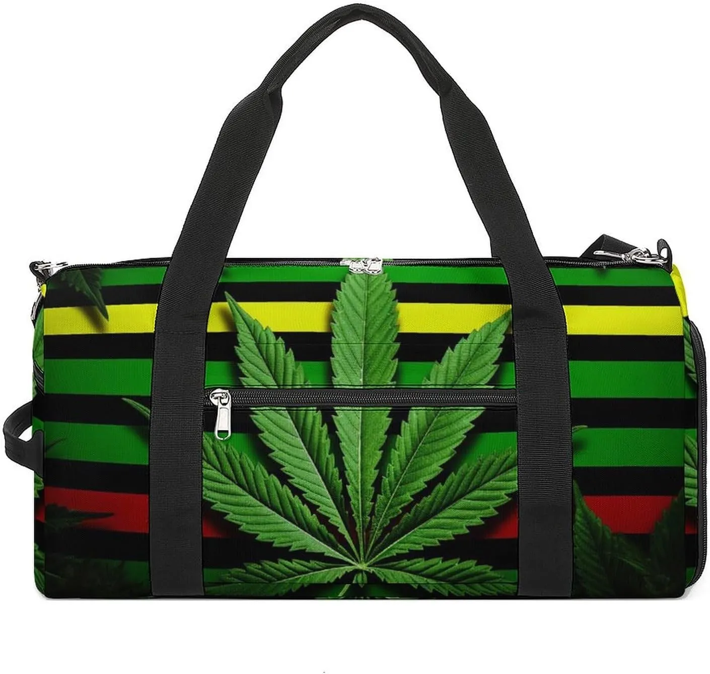 Gym Bag Weed Striped Duffel Bag for Men Women Overnight Bag with Shoe Compartment Workout Bags