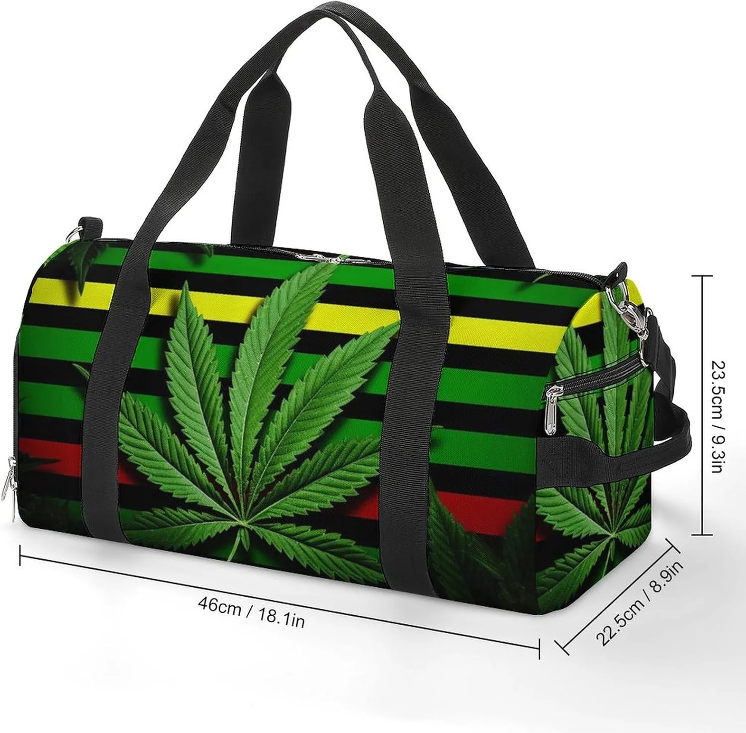 Gym Bag Weed Striped Duffel Bag for Men Women Overnight Bag with Shoe Compartment Workout Bags