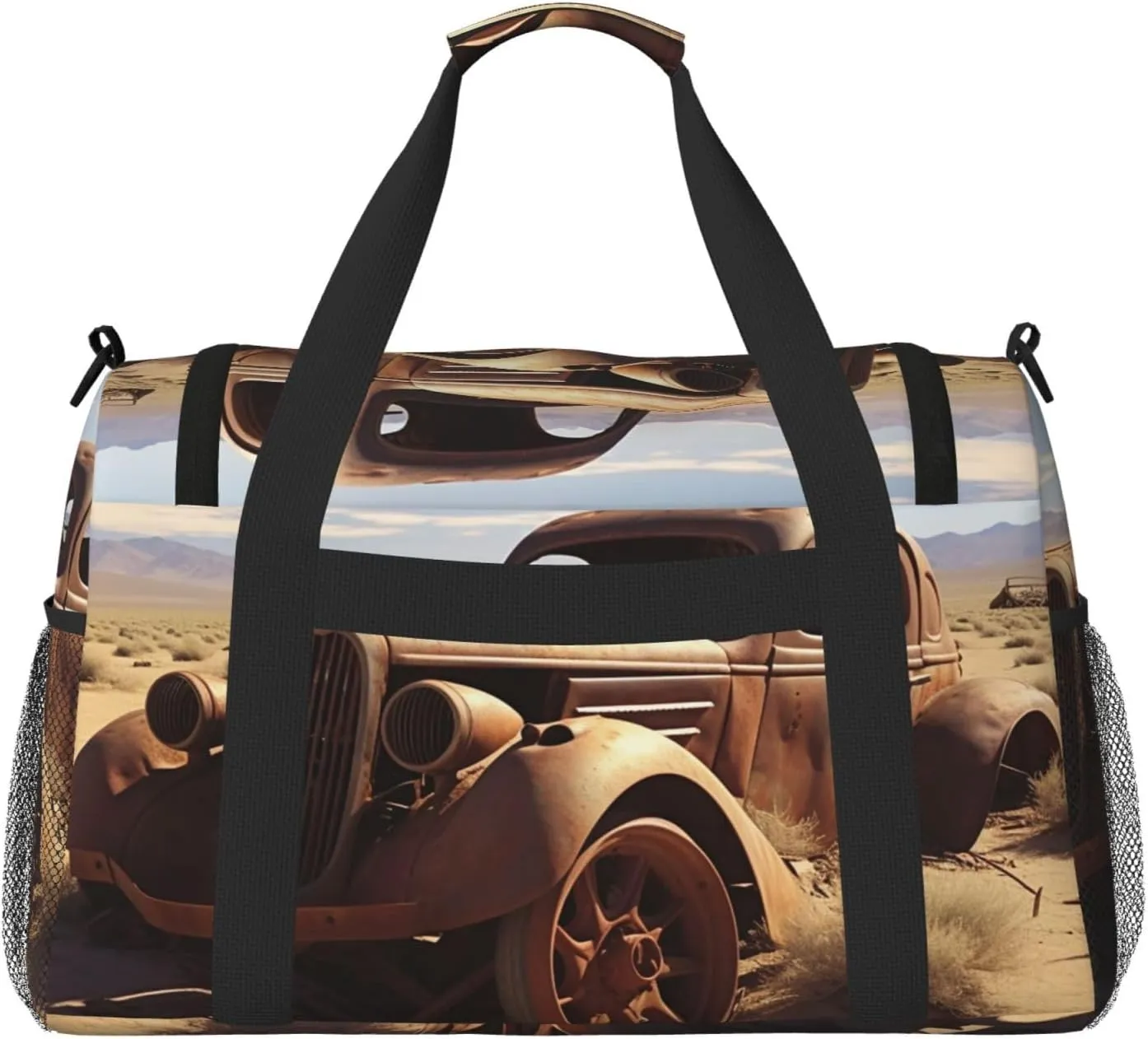 Gym Bag Wheels Abandoned in The Desert Duffel Bag for Men Women Travel Overnight Bag with Shoe Compartment Workout Bags