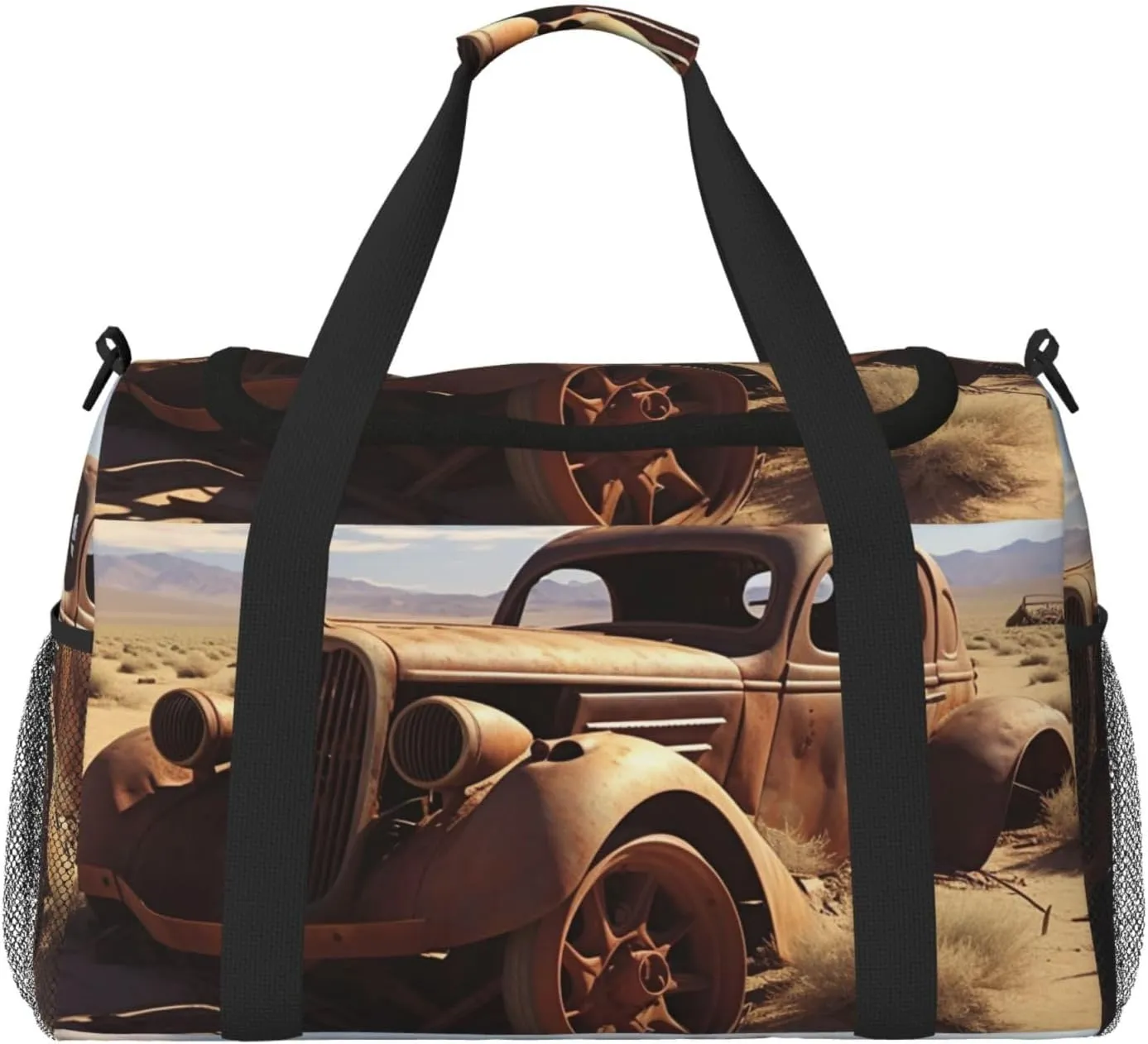 Gym Bag Wheels Abandoned in The Desert Duffel Bag for Men Women Travel Overnight Bag with Shoe Compartment Workout Bags