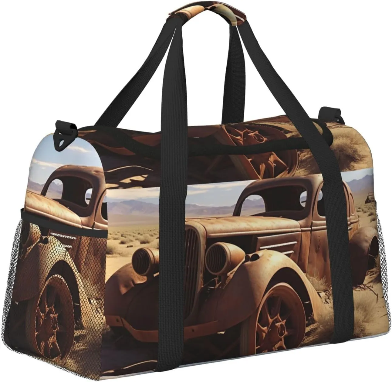 Gym Bag Wheels Abandoned in The Desert Duffel Bag for Men Women Travel Overnight Bag with Shoe Compartment Workout Bags