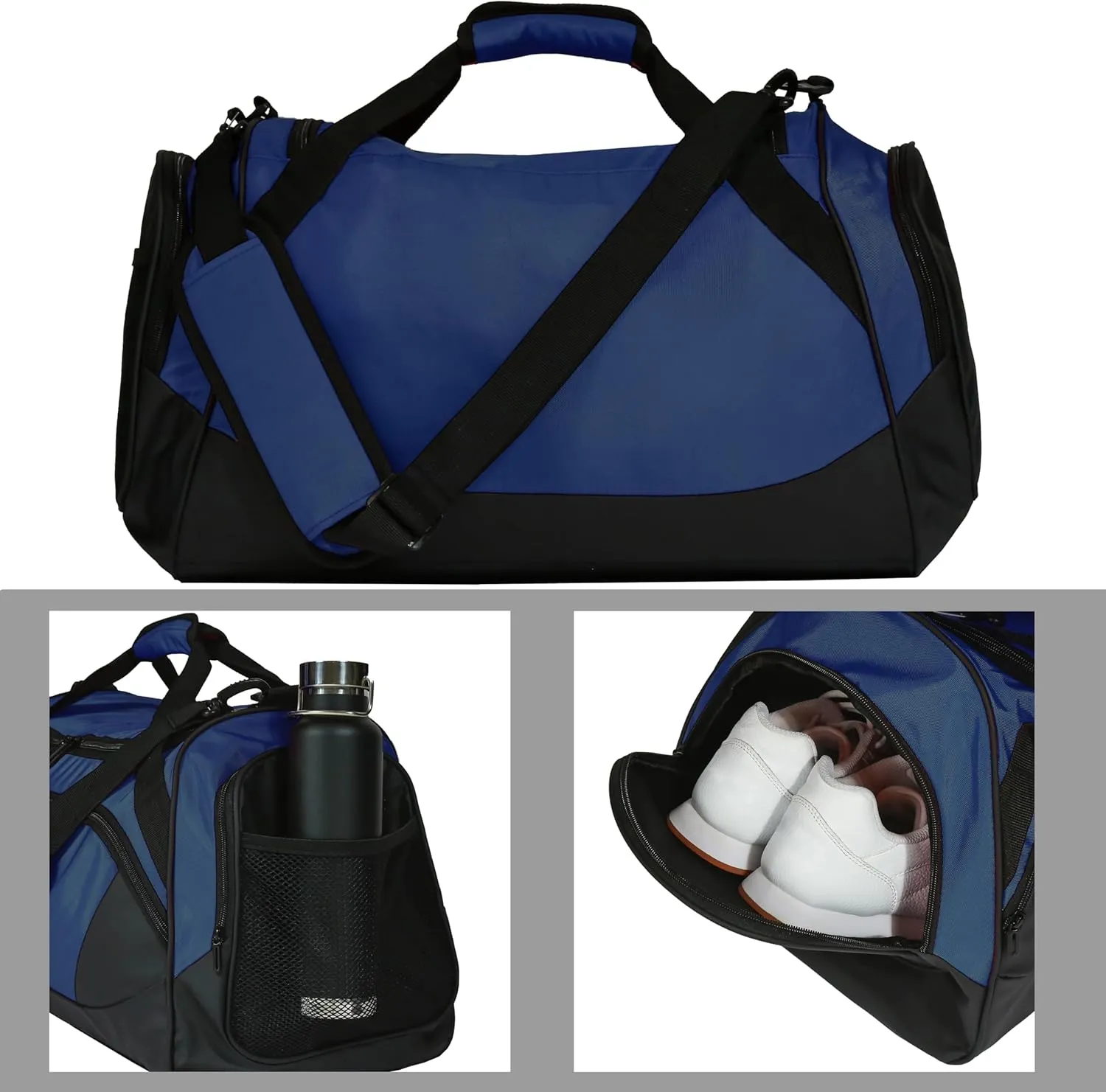 Gym Bag with Shoe Compartment for Men and Women -Durable, Water-Resistant Sports Duffel for Fitness, Travel, and More (Blue)
