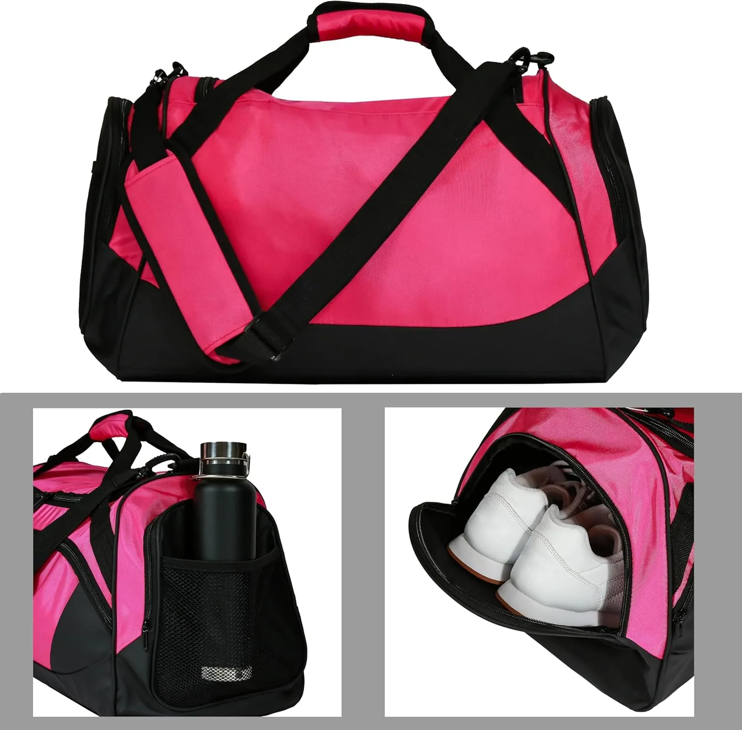 Gym Bag with Shoe Compartment for Men and Women -Durable, Water-Resistant Sports Duffel for Fitness, Travel, and More (Pink)