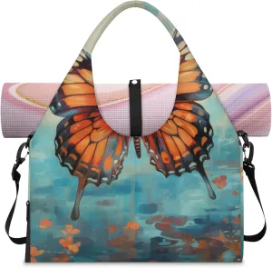 Gym Bag with Shoe Compartment Personal Item Travel Bag Tote Bag for Men Women Duffle Bag for Travel Sports Fitness & Workout Realistic Butterfly