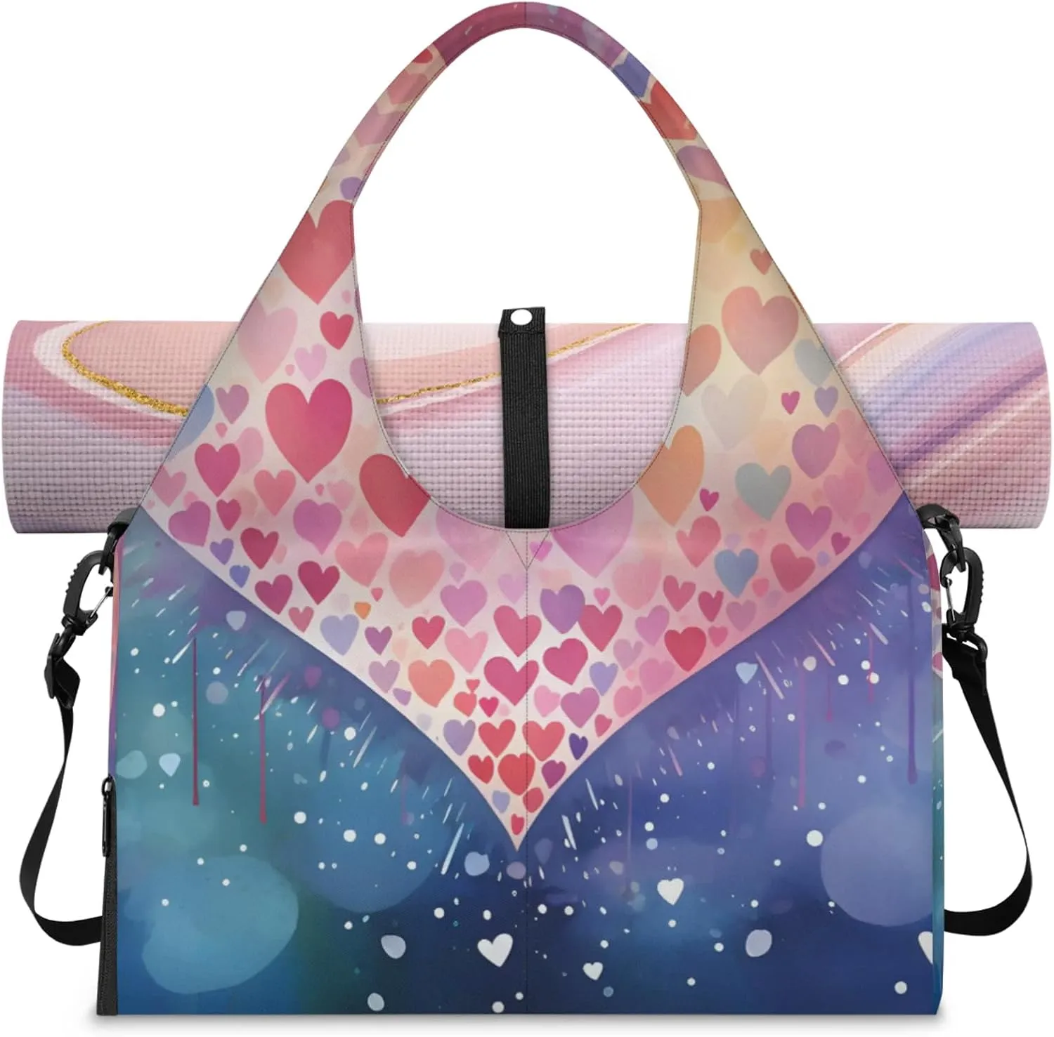 Gym Bag with Shoe Compartment Personal Item Travel Bag Tote Bag for Men Women Duffle Bag for Travel Sports Fitness & Workout Realistic Valentine Love