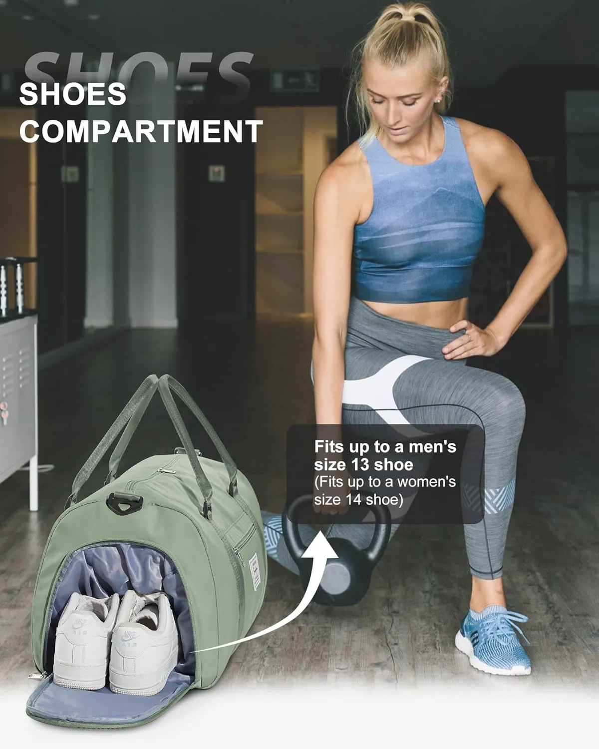Gym Bag Womens Mens with Shoes Compartment and Wet Pocket Travel Duffel Bag for Women for Plane Sport Gym Tote Bags Swimming Yoga Waterproof Weekend Overnight Carry on Bag Hospital Holdalls