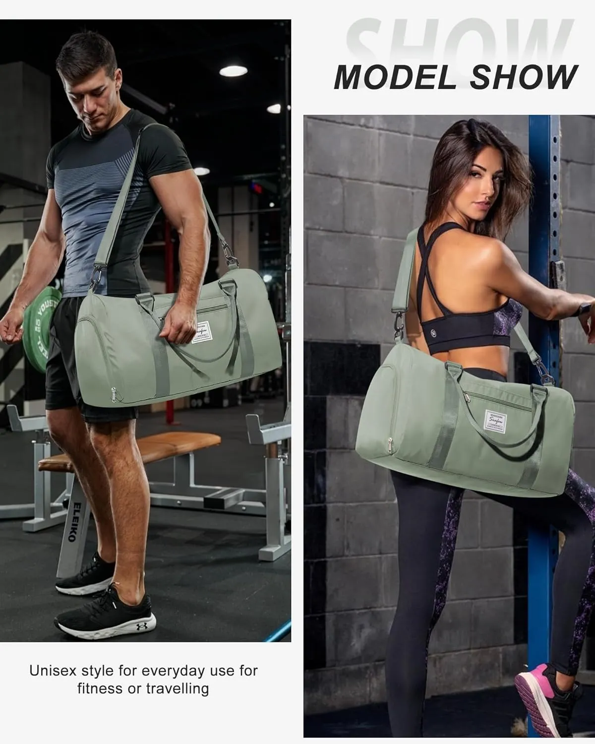 Gym Bag Womens Mens with Shoes Compartment and Wet Pocket Travel Duffel Bag for Women for Plane Sport Gym Tote Bags Swimming Yoga Waterproof Weekend Overnight Carry on Bag Hospital Holdalls