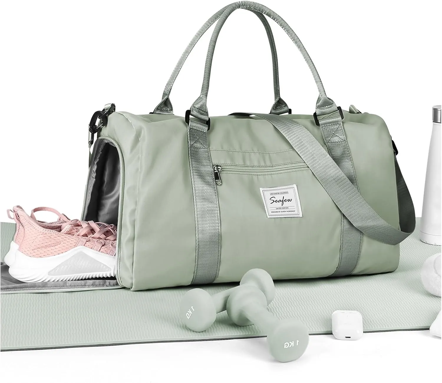 Gym Bag Womens Mens with Shoes Compartment and Wet Pocket Travel Duffel Bag for Women for Plane Sport Gym Tote Bags Swimming Yoga Waterproof Weekend Overnight Carry on Bag Hospital Holdalls