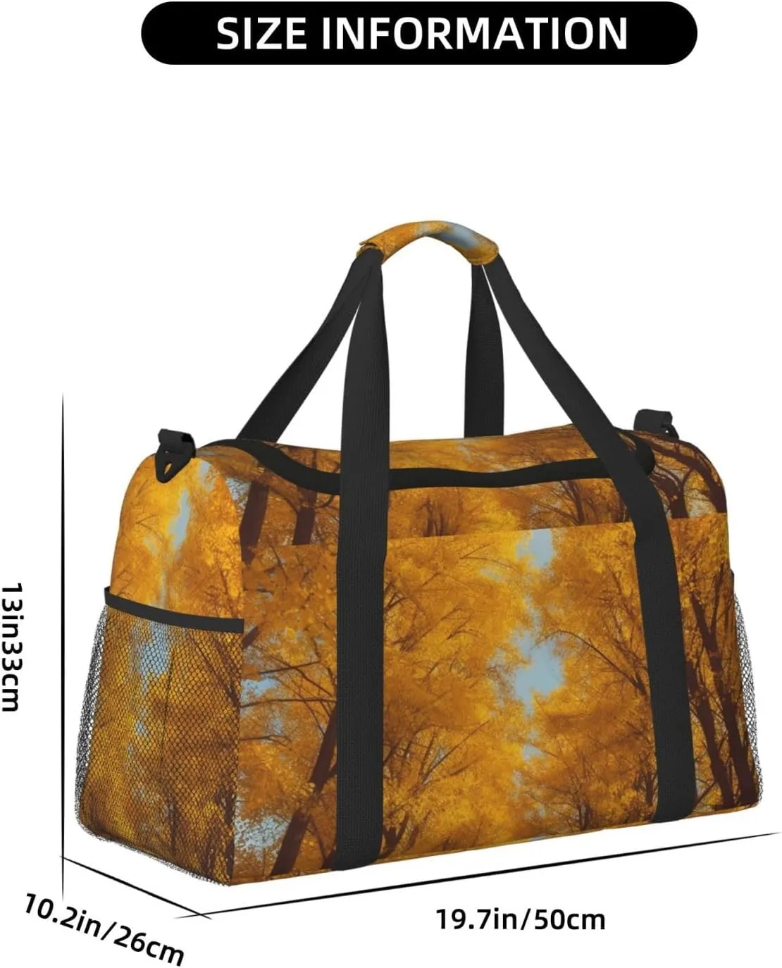 Gym Bag Yellow Trees in Autumn Duffel Bag for Men Women Travel Overnight Bag with Shoe Compartment Workout Bags
