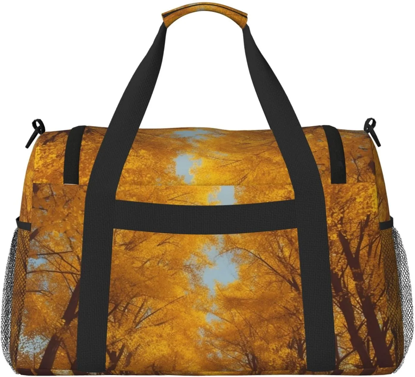Gym Bag Yellow Trees in Autumn Duffel Bag for Men Women Travel Overnight Bag with Shoe Compartment Workout Bags