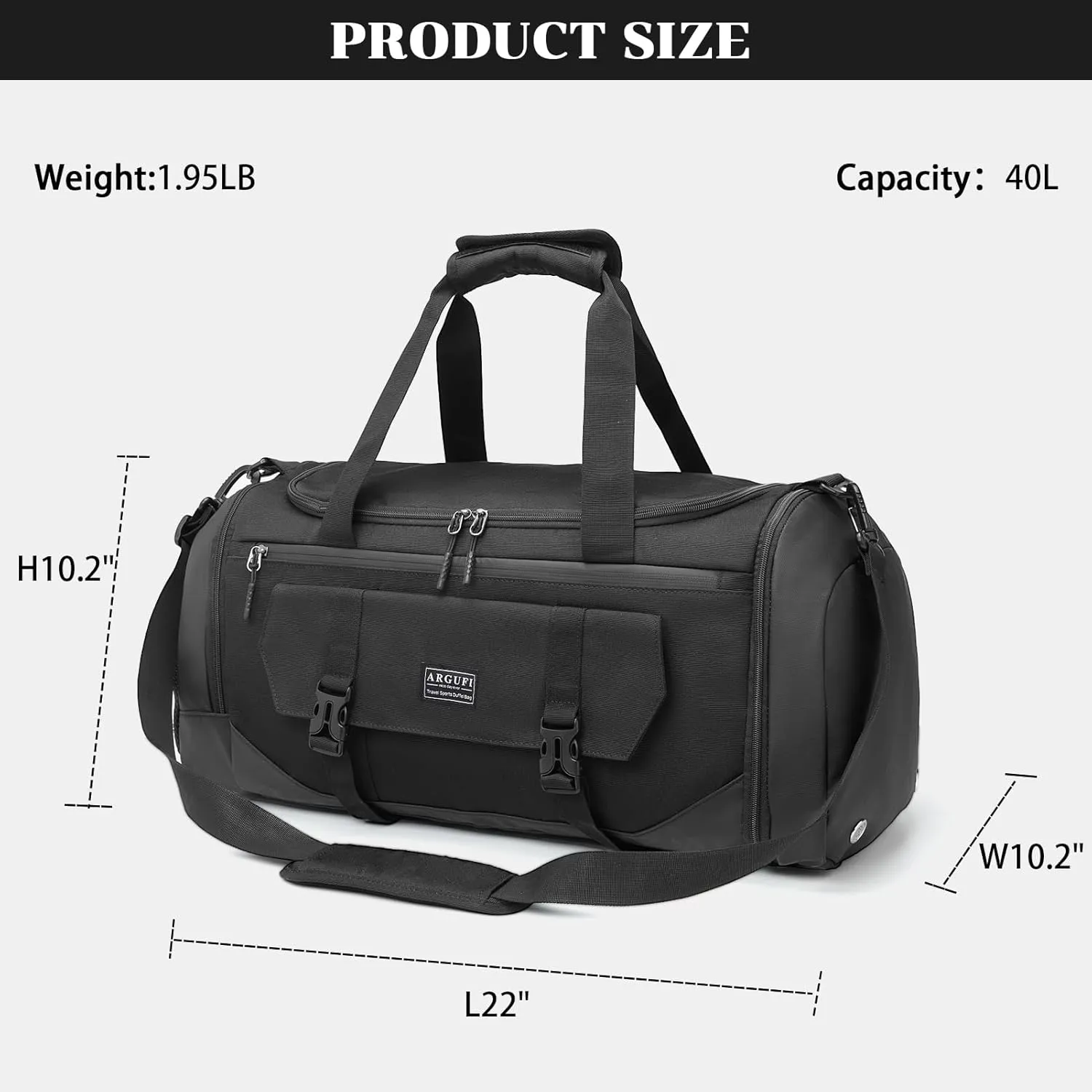 Gym Bags For Men & Women With Shoes Compartment And Wet Pocket, Sports Duffle Bag, Workout Bags For Gym Swimming Yoga,Waterproof Weekend Overnight Carry On Bag A-TG-001-Black