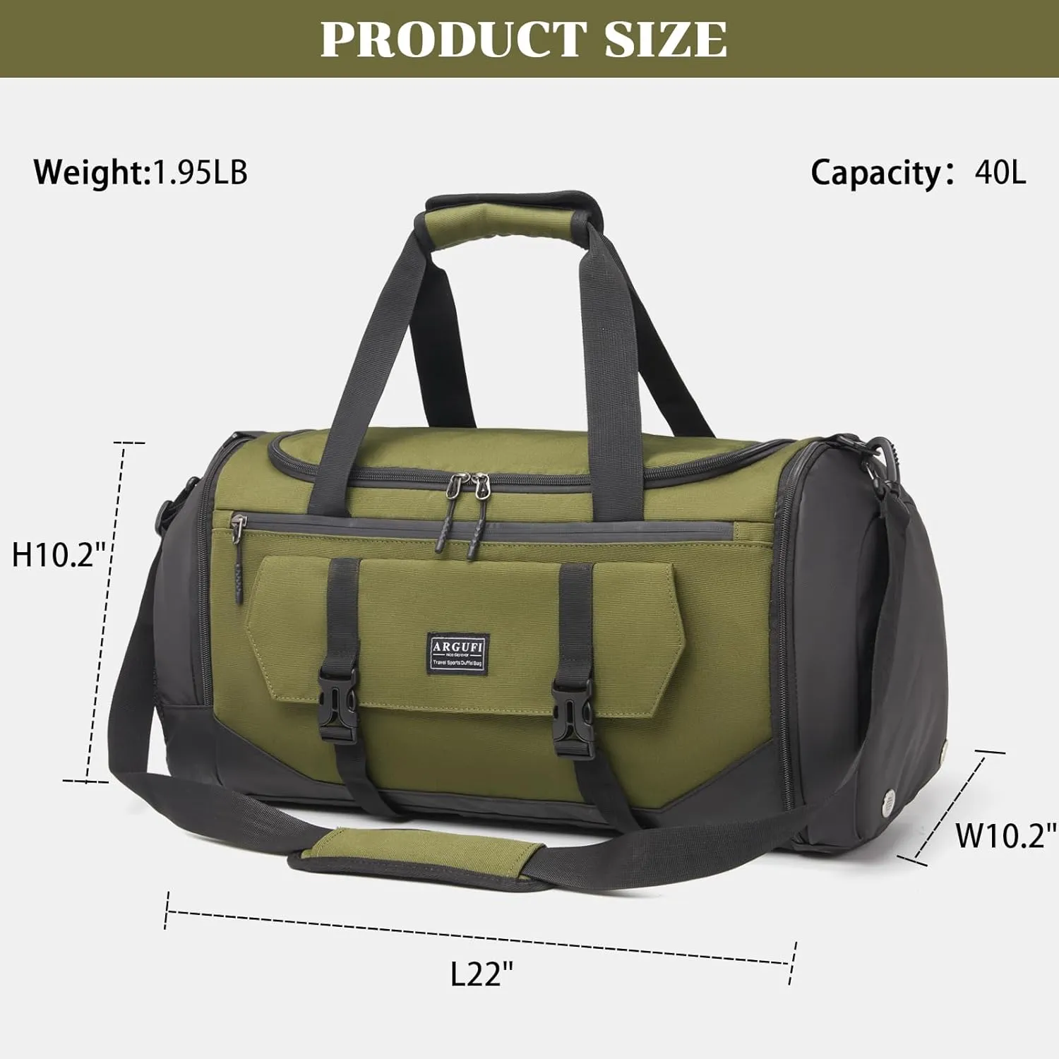 Gym Bags For Men & Women With Shoes Compartment And Wet Pocket, Sports Duffle Bag, Workout Bags For Gym Swimming Yoga,Waterproof Weekend Overnight Carry On Bag A-TG-002-Green