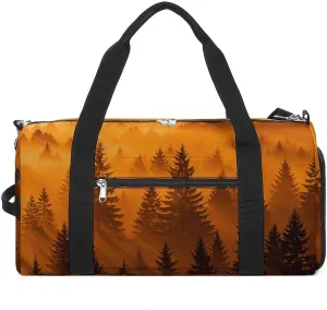 Gym Bags for Men Women Travel Duffle Bag Orange Mist Forest Lightweight Carryon Gymbag Sports Bag for Travel