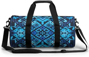 Gym Bags Small Blue Polynesian Maori Tribal Pattern Duffel Bag Overnight Bag with Shoe Compartment Carryon Bag for Men Women