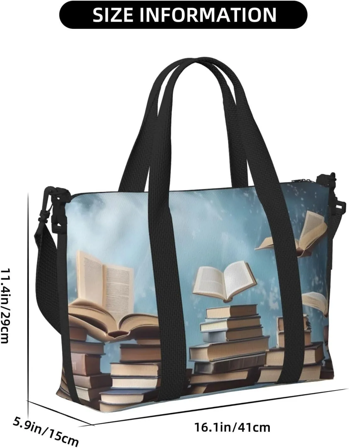 Gym Bags Small books in the sky Duffel Bag Overnight Bag with Shoe Compartment Carryon Bag for Men Women
